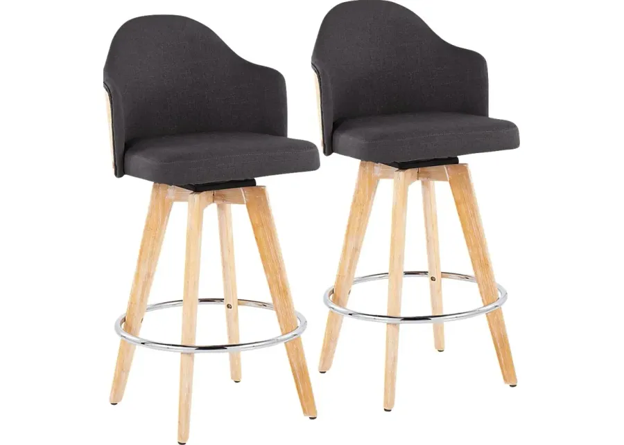 Hakea Charcoal Counter Height Stool, Set of 2-Charcoal