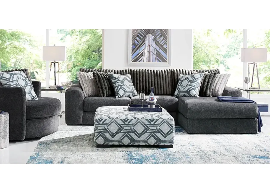 Moreau Street Black 6 Pc Sectional Living Room