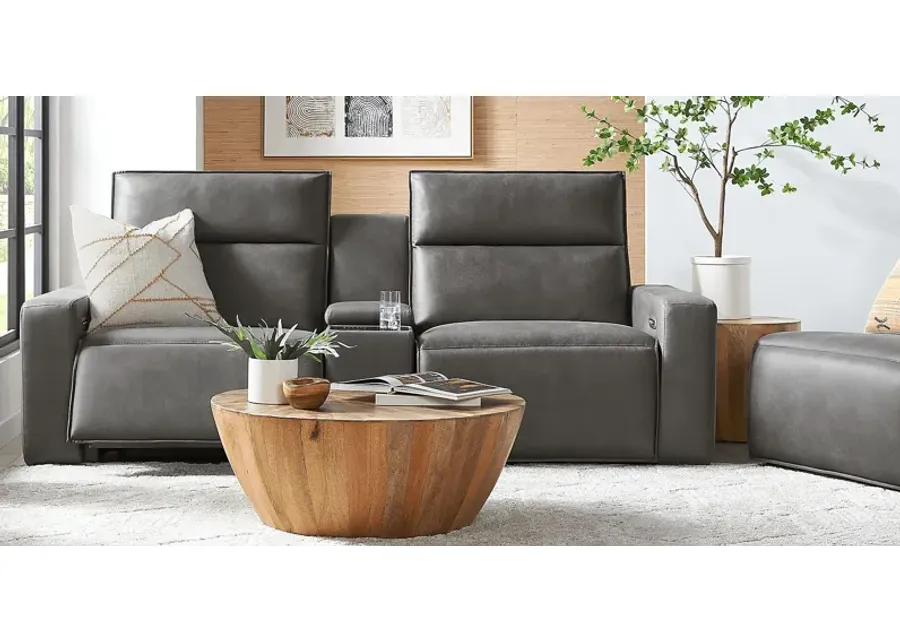 Charcoal 3 Pc Dual Power Reclining ModularTwo with Media Console-93.75
