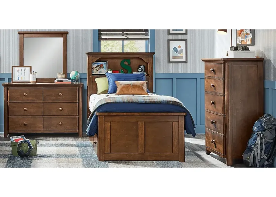 Kids South Bend Brown Cherry Twin Bookcase Bedroom