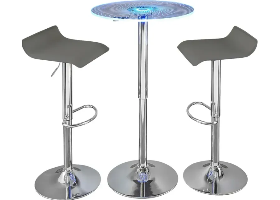 Krystl Gray Adjustable 3 Pc Bar Set-Gray