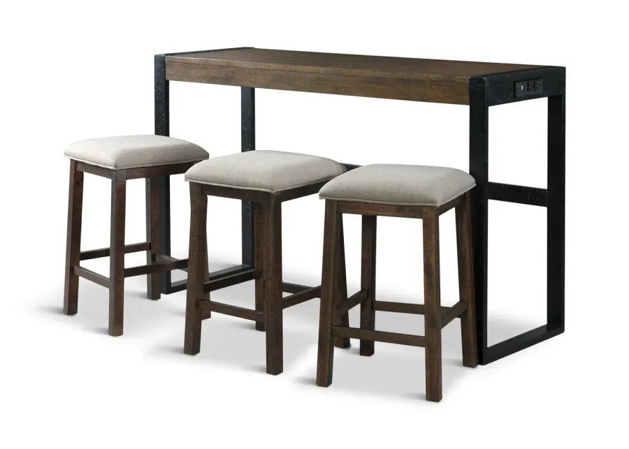 Augustus Sofa Bar Table With 3 Stools