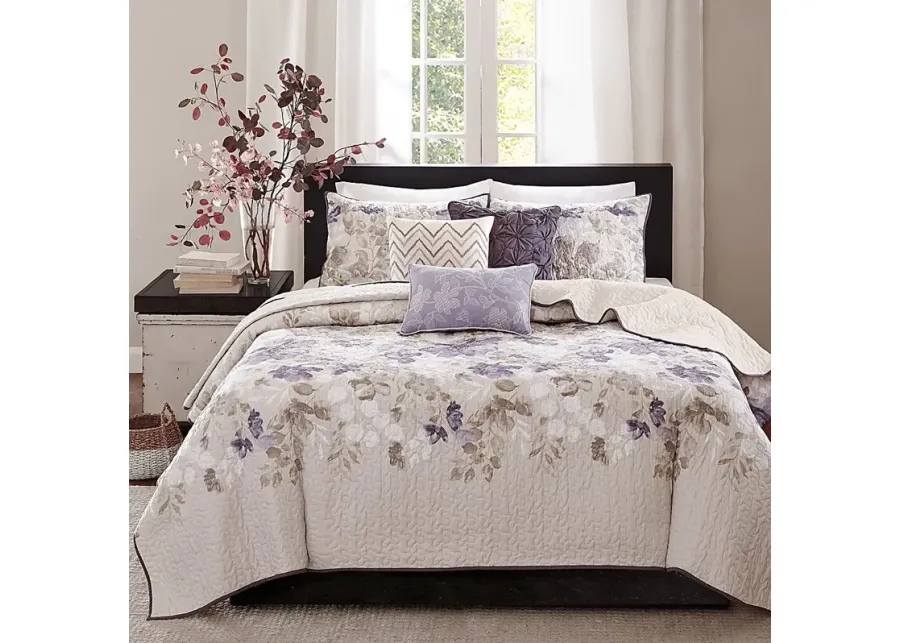 Janelis Taupe 6 Pc King Coverlet Set-Taupe
