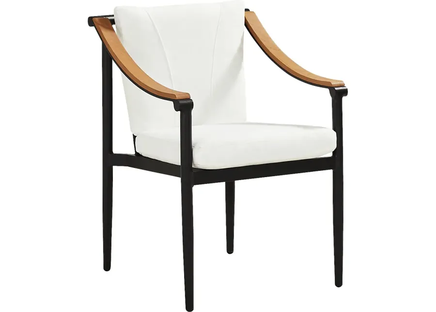 Harlowe Black Outdoor Arm Chair with White Cushions-24.8
