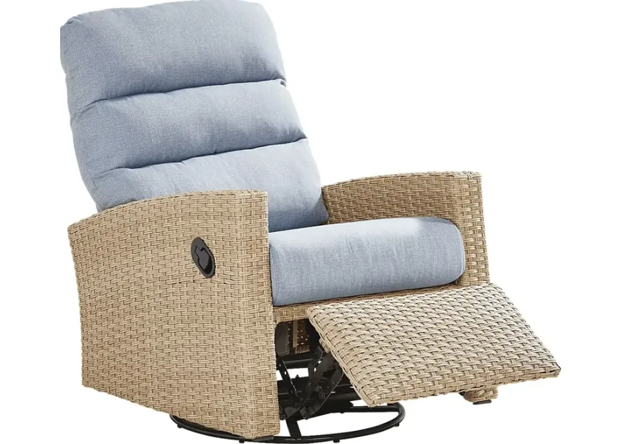Ria Natural Outdoor Glider Recliner with Blue Cushions-29