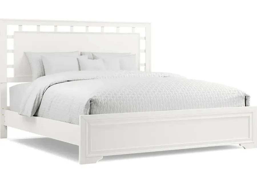Belcourt White 3 Pc Queen Lattice Bed-66.5