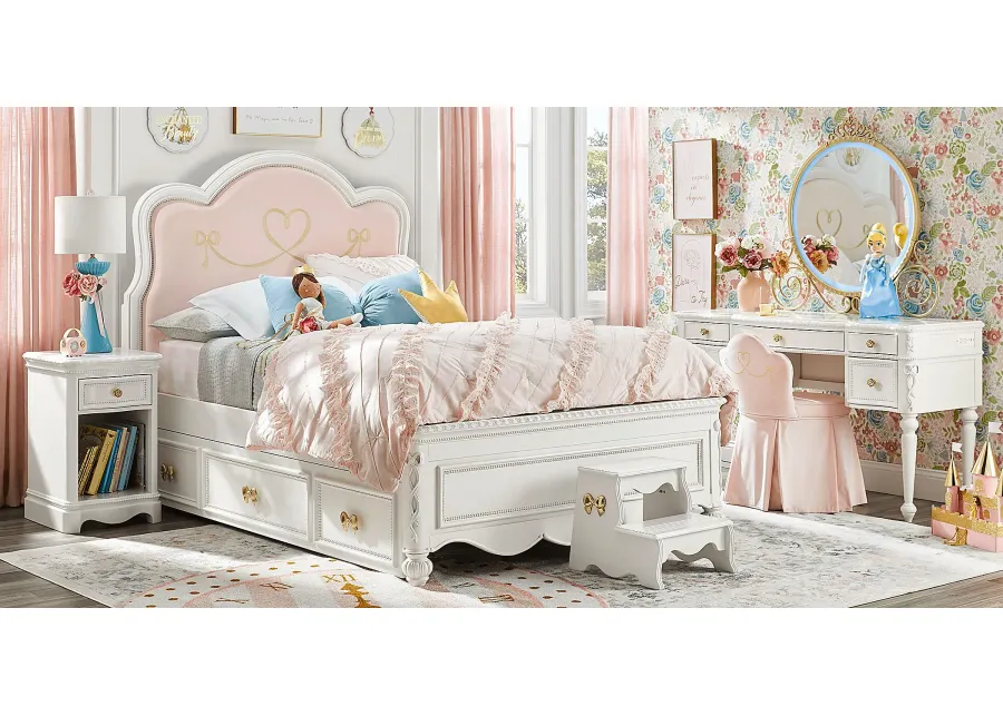 Disney Princess Sparkle White Full Upholstered Panel Bedroom