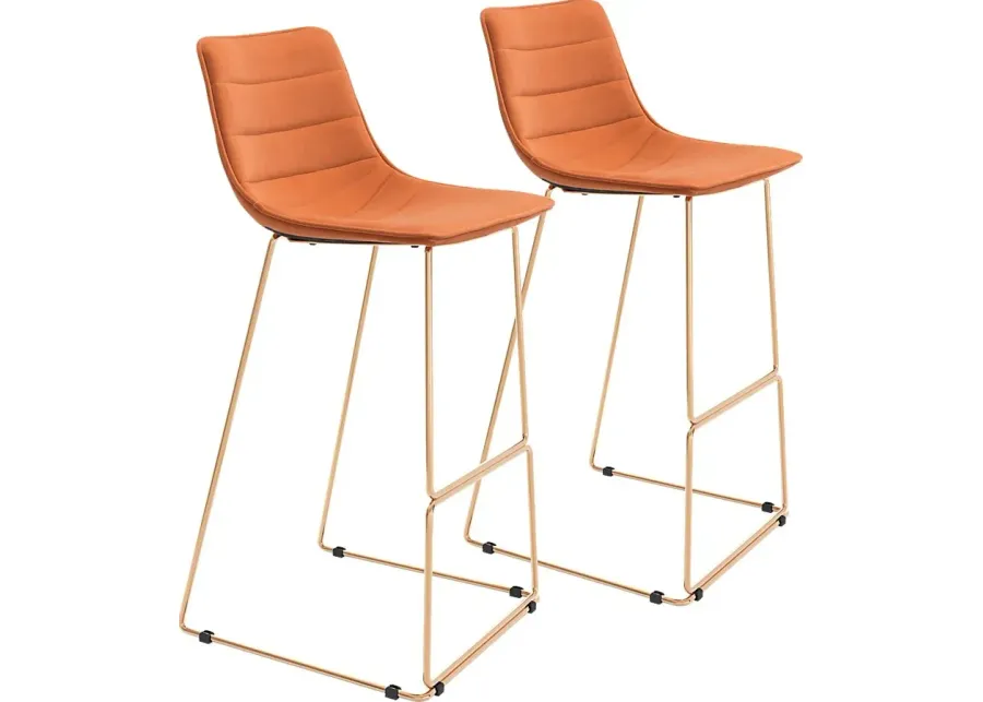 Carramore Orange Bar Height Stool, Set of 2-Orange
