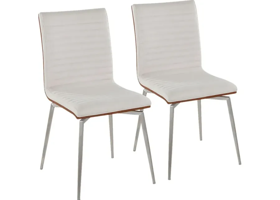 Burnsfield Cream Swivel Side Chair, Set of 2-Cream