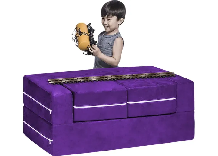Kids Cubblie Purple Convertible Loveseat and Ottoman-Purple