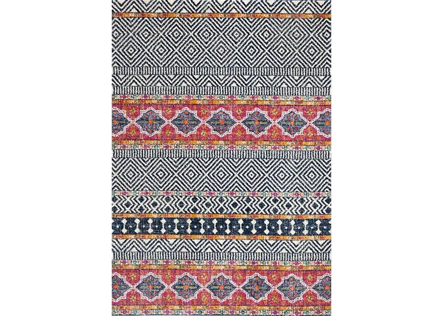 Sunray Place Navy 8' x 10' Rug-Navy, Red
