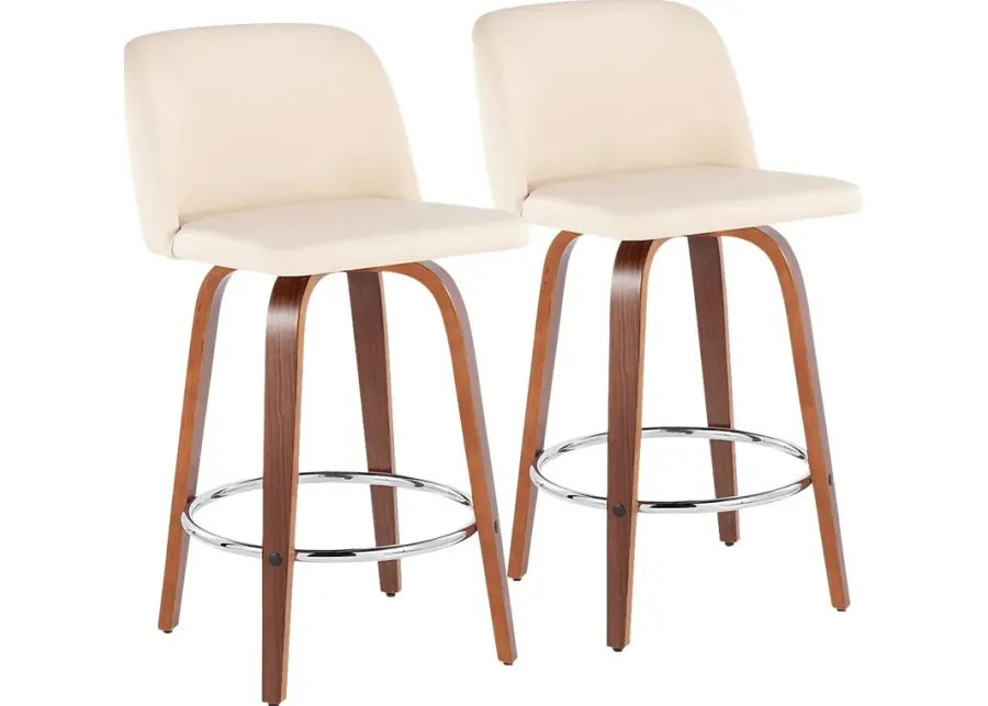 Elorena II Cream Counter Height Stool, Set of 2-Cream
