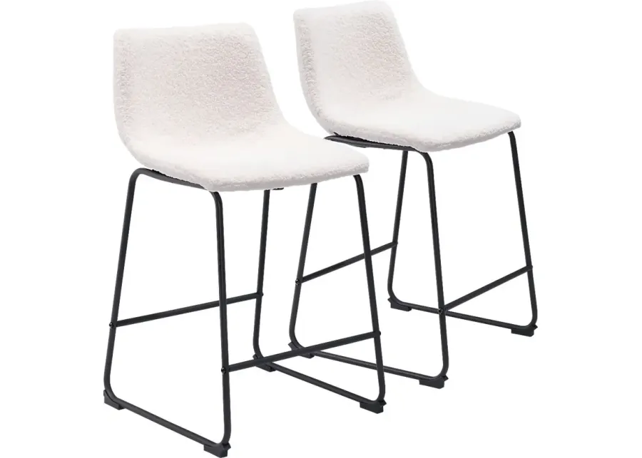 Bieless White Counter Height Stool, Set 2-White