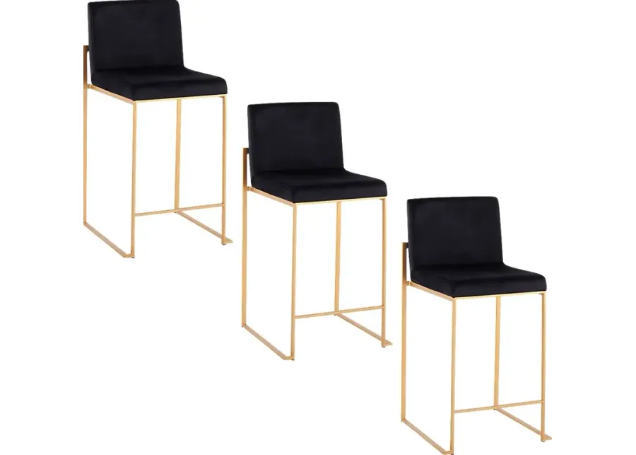 Nowotny II Black Counter Height Stool, Set of 3-Black