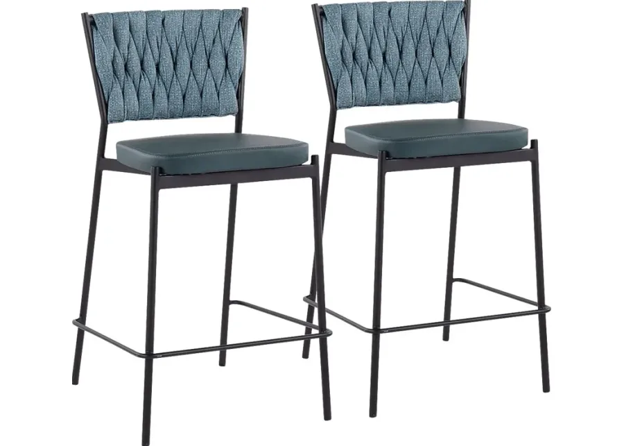 Portola Gem Green Counter Height Stool, Set of 2-Green