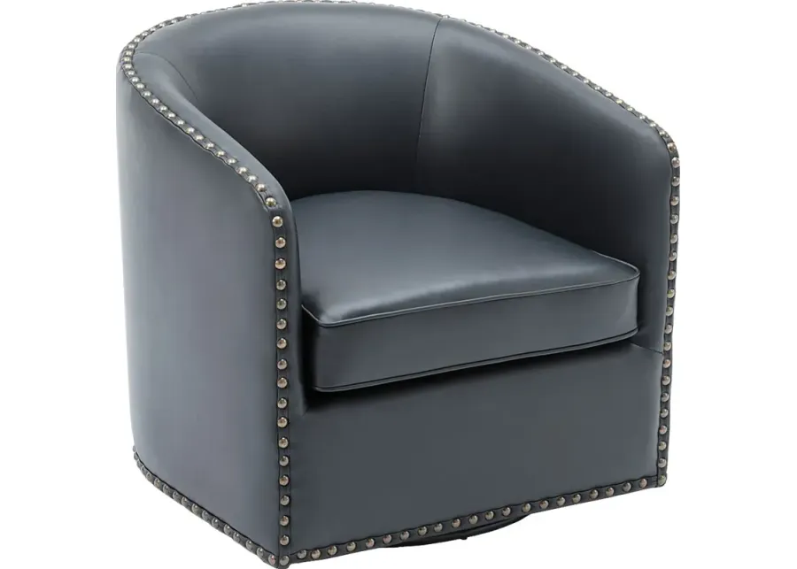 Colapissa Dark Blue Swivel Arm Chair-Dark Blue
