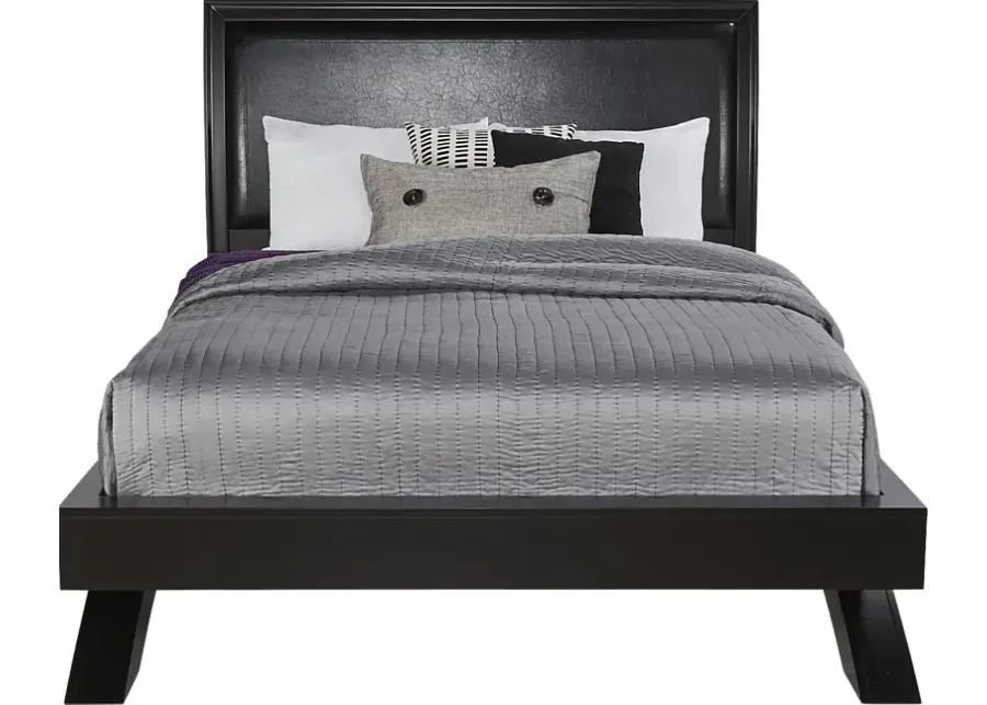 Belcourt Black 3 Pc King Upholstered Sleigh Arch Bed-82.5