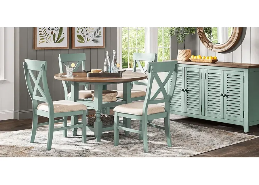 Spring Cottage Blue 5 Pc Round Drop Leaf Dining Room