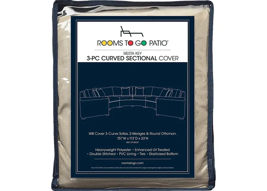 Siesta Key 3 Pc Patio Curved Sectional Cover-151