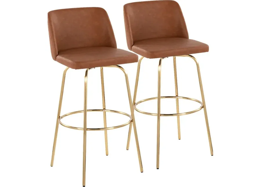 Wymering II Camel Swivel Barstool, Set of 2-Camel