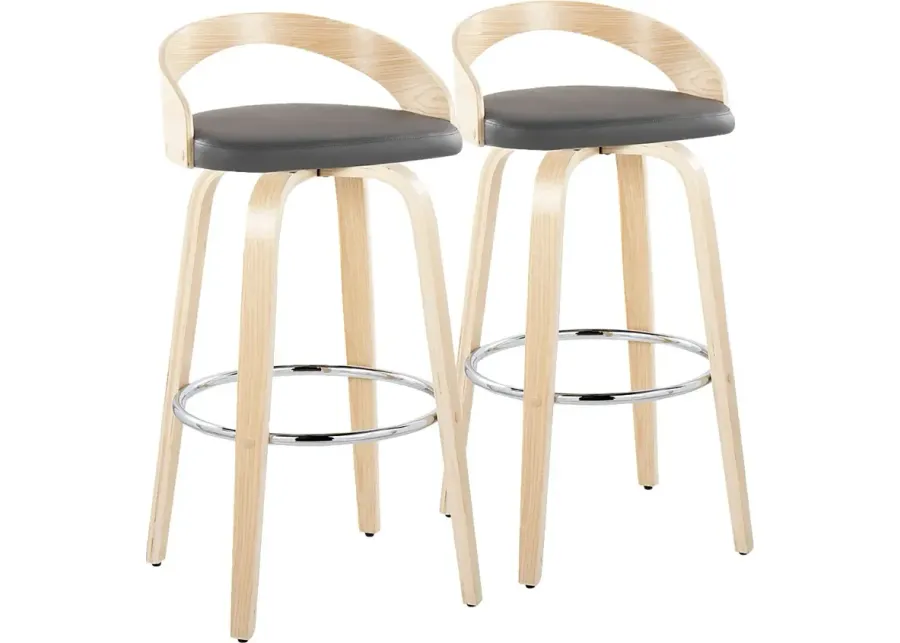 Zykan X Gray Swivel Barstool, Set of 2-Gray