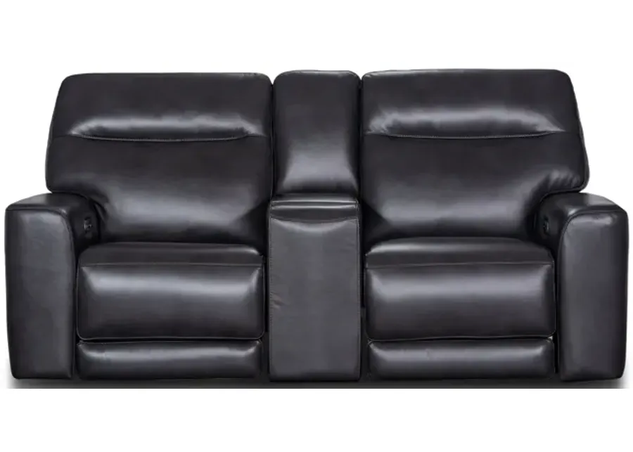 Marvel Leather Power Loveseat With Console