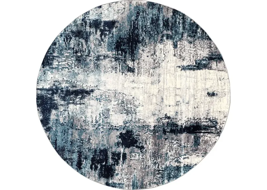 Polvogt I Blue 6'7 Round Rug-Blue, Charcoal
