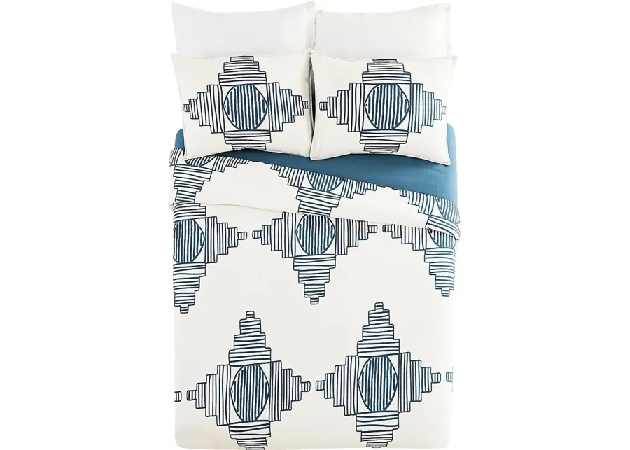 Jungalow by Justina III Blue Queen 3 Pc Duvet Set-Blue