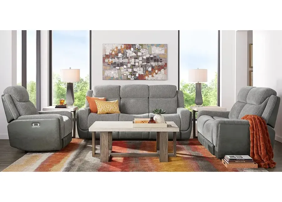 State Street Gray 2 Pc Living Room with Dual Power Reclining Sofa