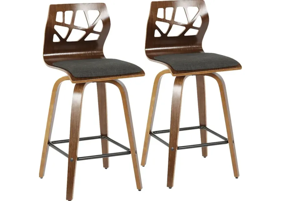 Watsonia Charcoal Counter Height Stool, Set of 2-Charcoal