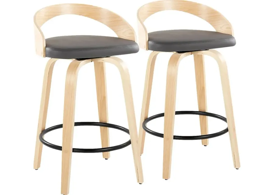 Zykan III Gray Swivel Counter Height Stool, Set of 2-Gray