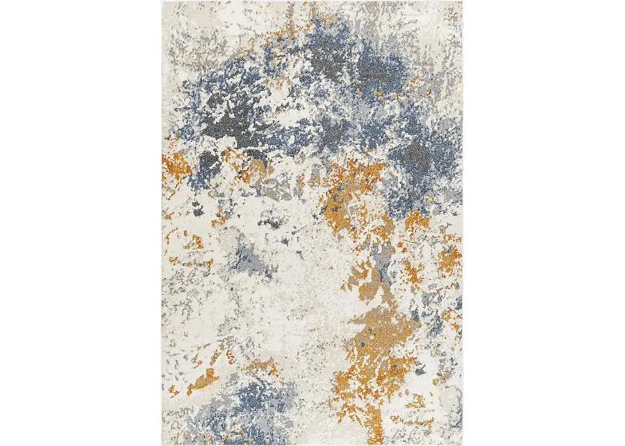Dileex Cream 5'3 x 7' Area Rug-Mustard, Cream, Beige, Gray, Blue, Burnt Orange