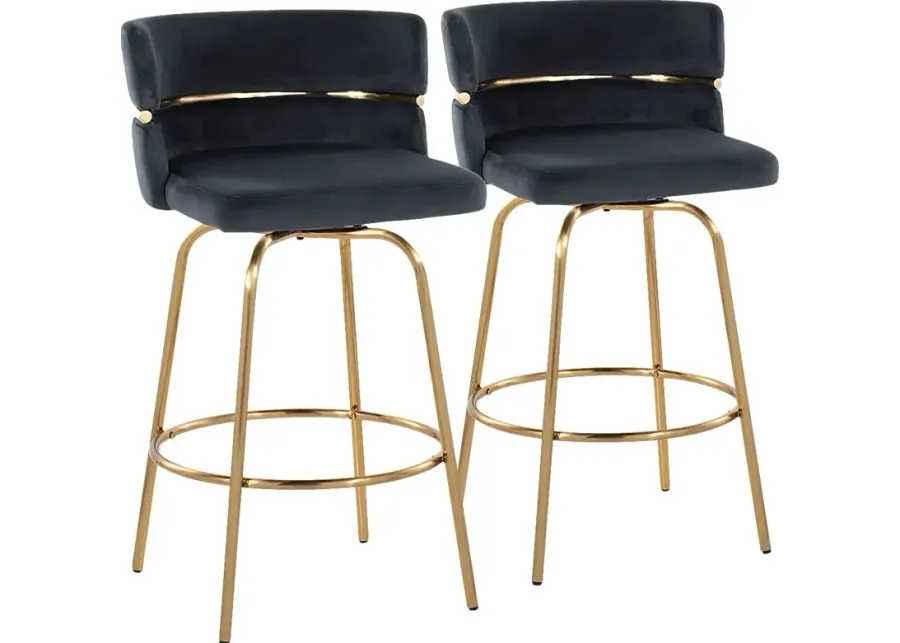 Percivale III Black Swivel Counter Height Stool, Set of 2-Black