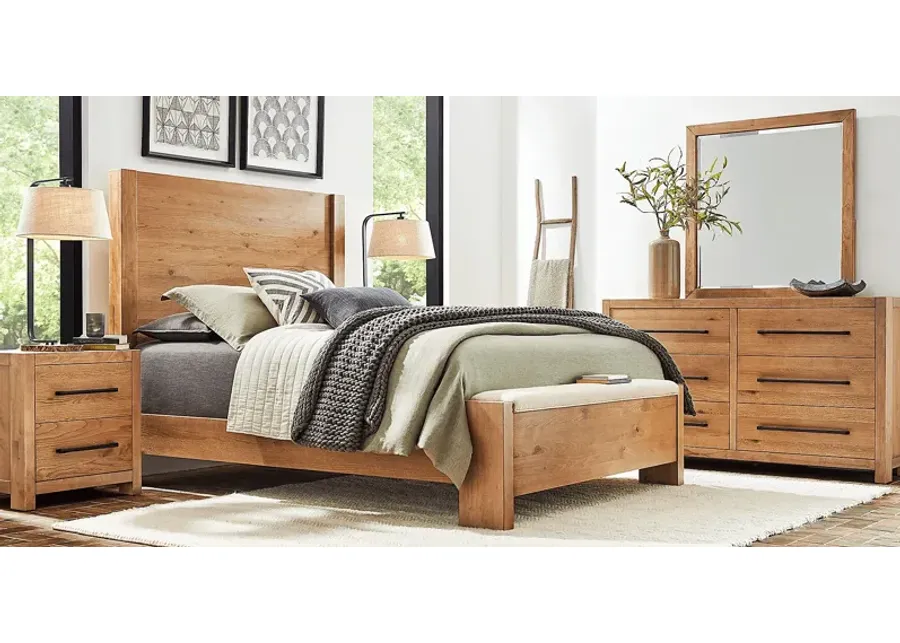 Ithaca Natural 5 Pc Queen Panel Bedroom with Bench