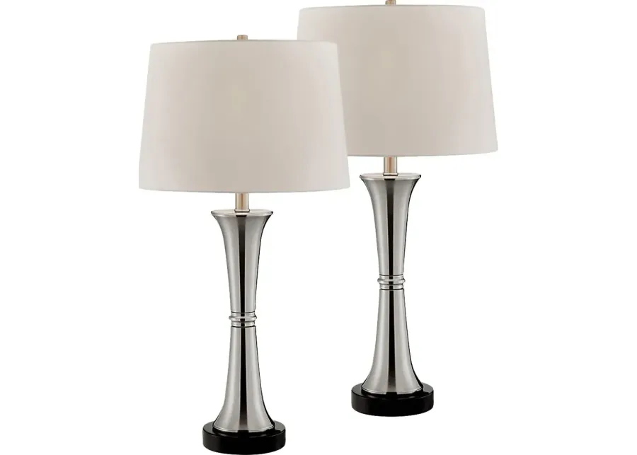 Fieldcrest Point Nickel Table Lamps, Set of 2-Nickel