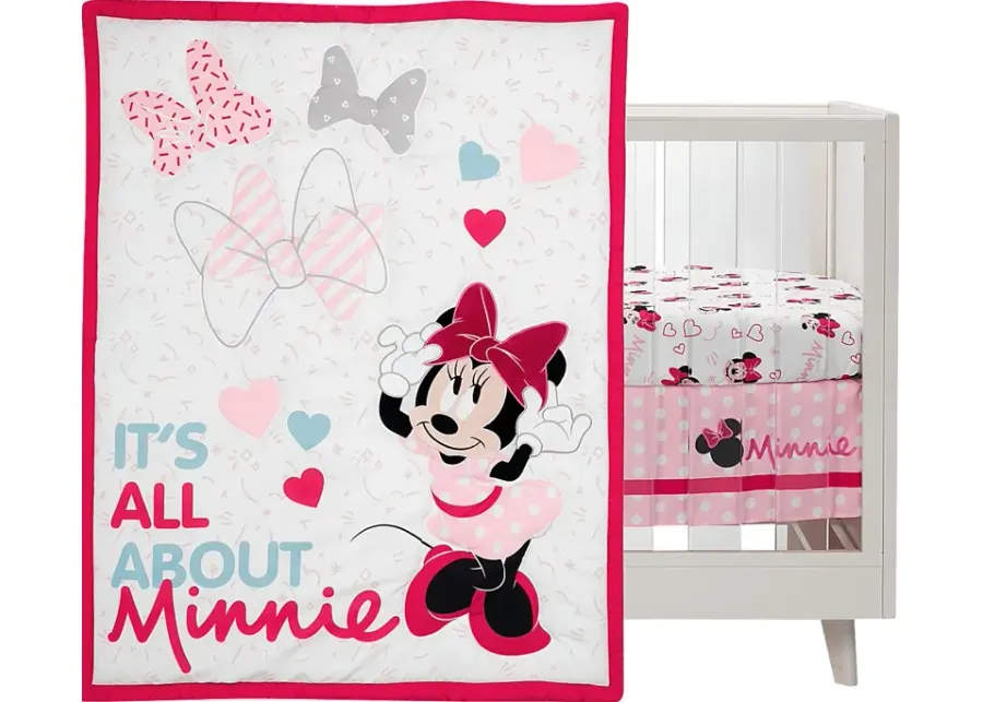 Kids Minnie Mouse Love Pink Baby Bedding Set-Pink