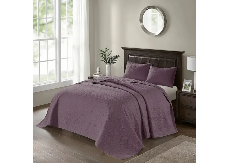 Toyah Purple 3 Pc King Bedspread Set-Purple