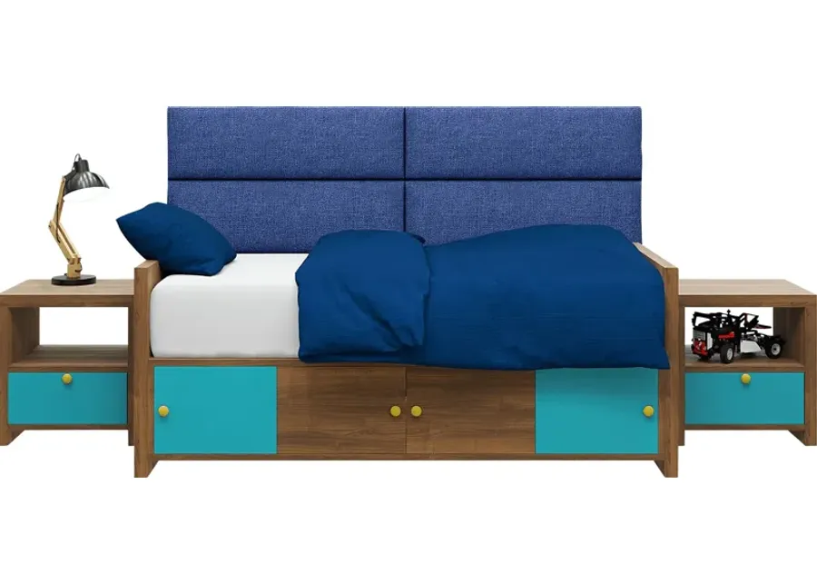 Kids Burkett Blue Twin Headboard Panel, Set of 4-Blue