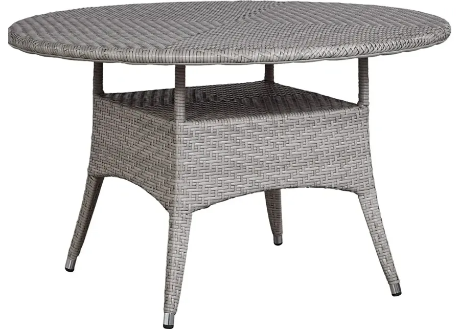Bay Terrace Gray Wicker 48 in. Round Outdoor Dining Table-47.24