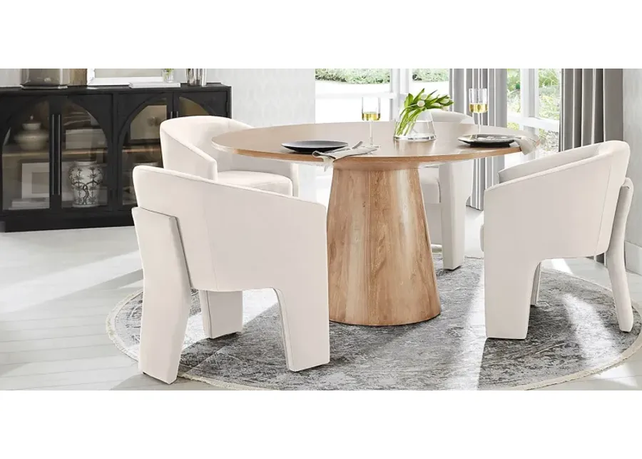 Kendall Natural 5 Pc 59" Round Dining Room with Cream Arm Chairs