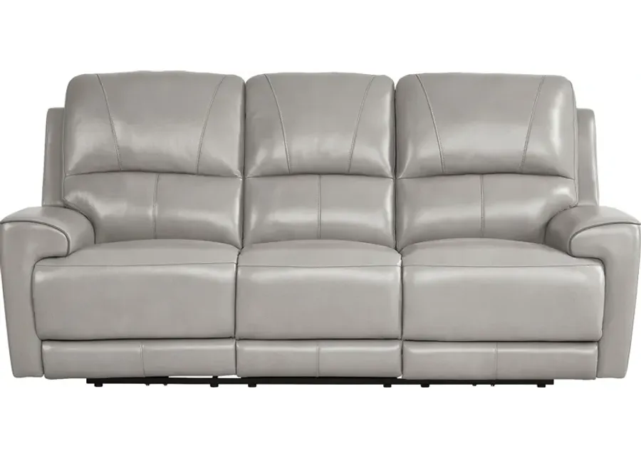 Fremont Gray Leather Dual Power Reclining Sofa-89.75