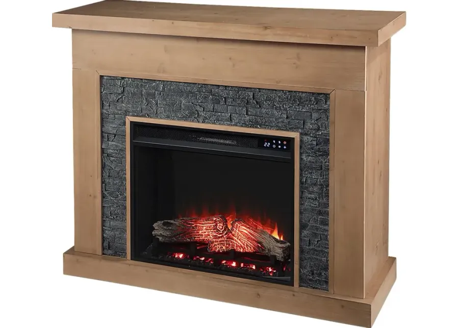 Rische Natural 45 in. Console with Electric Touch Screen Fireplace-Natural