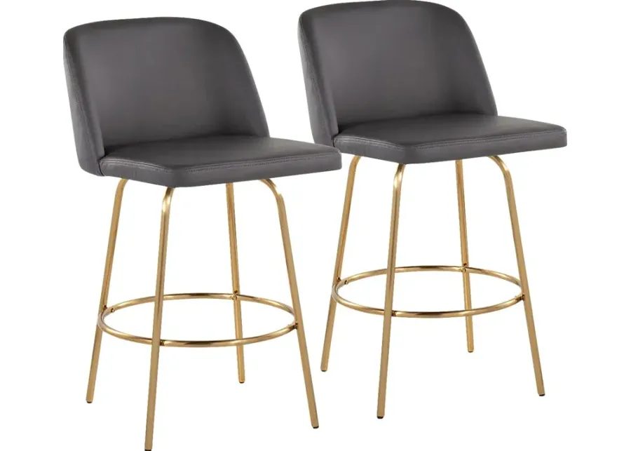 Wymering II Gray Swivel Counter Height Stool, Set of 2-Gray