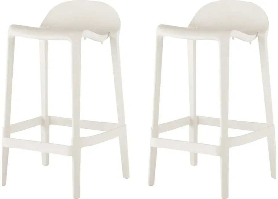 Outdoor Lulia White Counter Stool, Set of 2-White