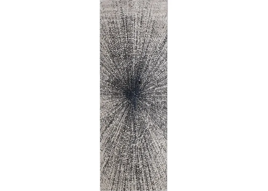 Corrarith Dark Gray 2'10 x 7'10 Runner Rug-Gray, Ivory, Blue