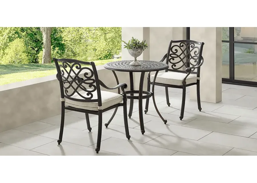 Carina Bronze 3 Pc 30 in. Round Outdoor Dining Set with Desert Cushions