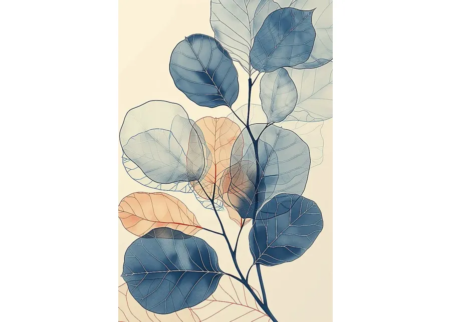 Plumerias Blue Artwork-Blue