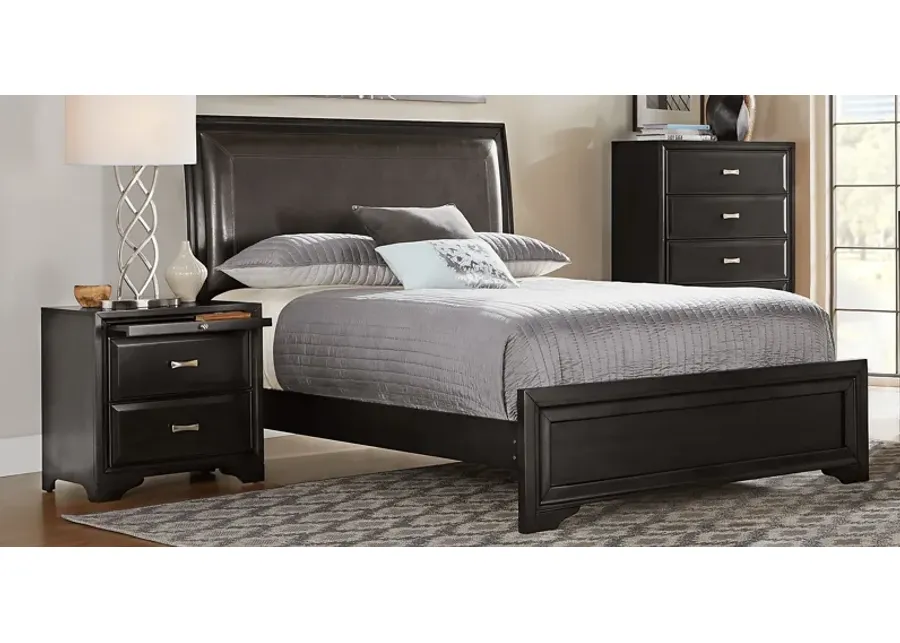 Belcourt Black 5 Pc King Upholstered Sleigh Bedroom