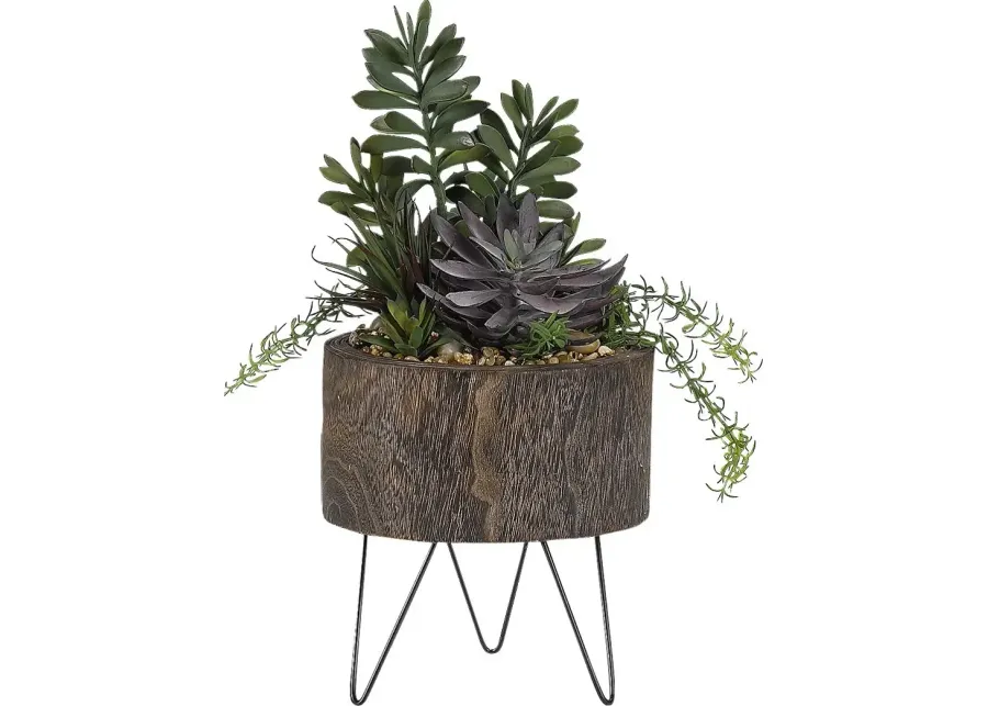 Zaiden Green Succulent Silk Plant-Green