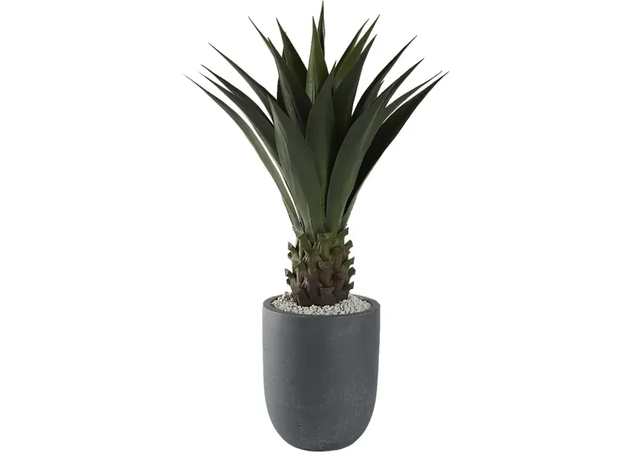 Arandas Green 38 in. Artificial Jumbo Agave Plant in Gray Planter-Gray